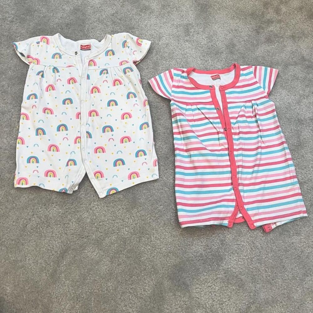 2-Pack Babyhug baby girl rompers -Soft Cotton, Everyday Comfort- 9-12 m